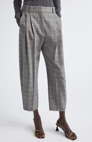 Stella McCartney Pleated Check Wool Ankle Pants
