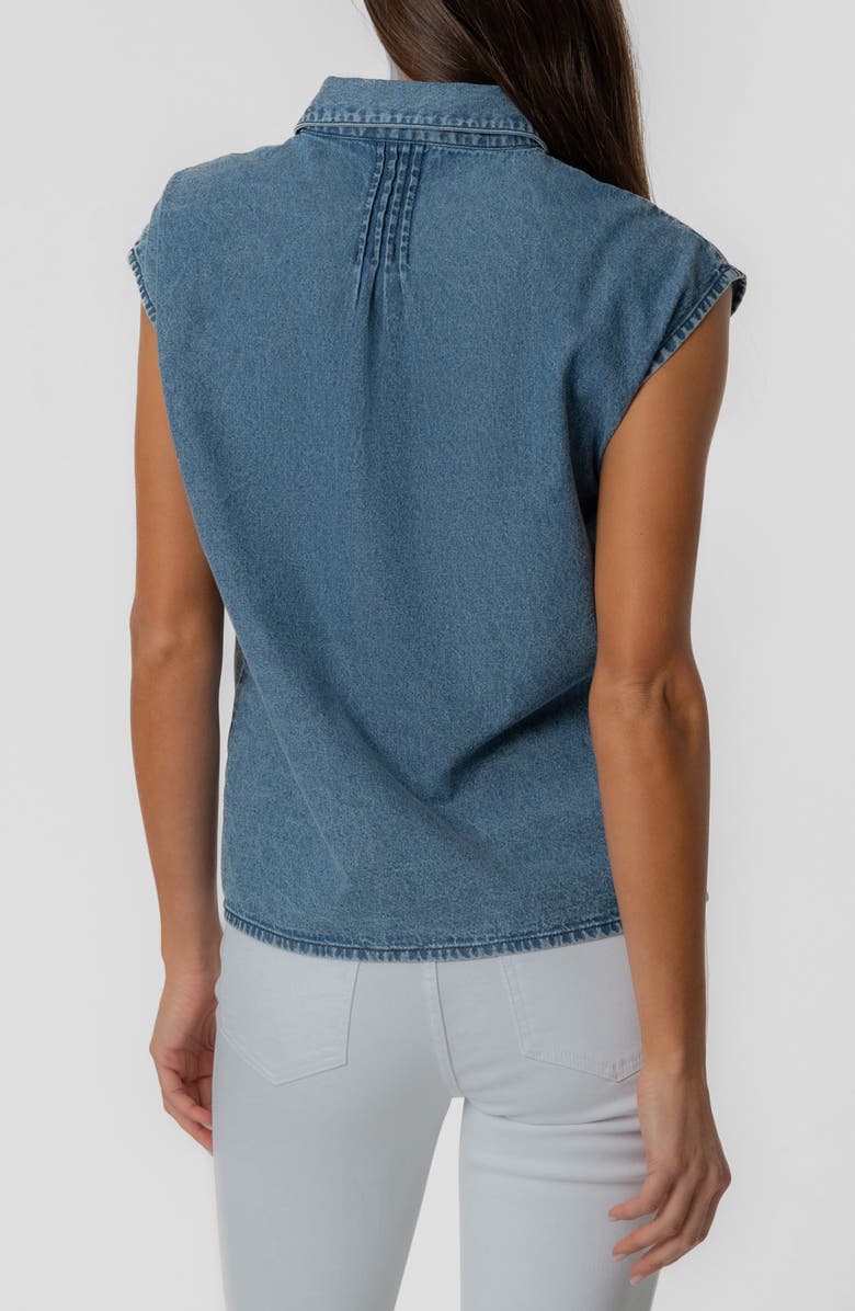 KUT from the Kloth Penelope Pintuck Cap Sleeve Denim Shirt, Alternate, color, Beaming