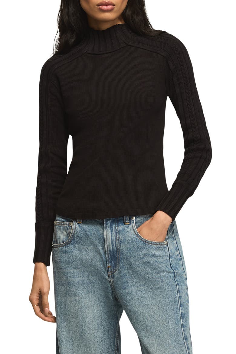 Sweater Mix Turtleneck Top, Main, color, METEORITE