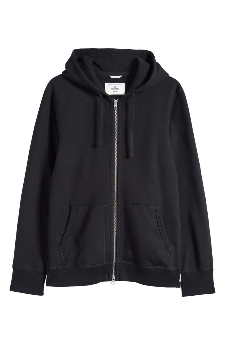 Reigning Champ Midweight Terry Slim Zip Hoodie, Alternate, color, Black