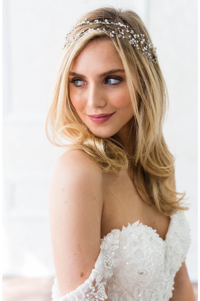 Gia Double Banded Halo Headpiece, Main, color, SILVER