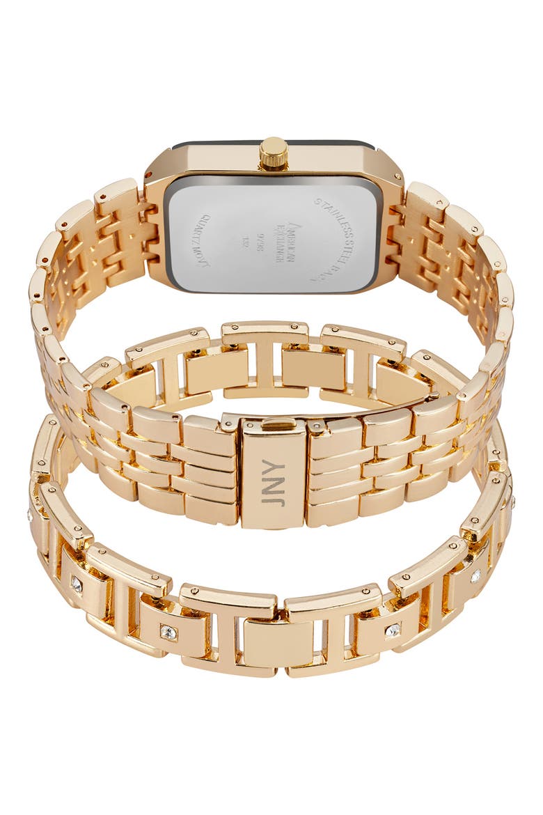 Three-Hand Quartz Mesh Strap Watch & ID Bracelet Set, Alternate, color, GOLD