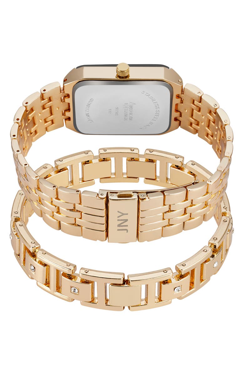 I TOUCH Three-Hand Quartz Mesh Strap Watch & ID Bracelet Set, Alternate, color, Gold