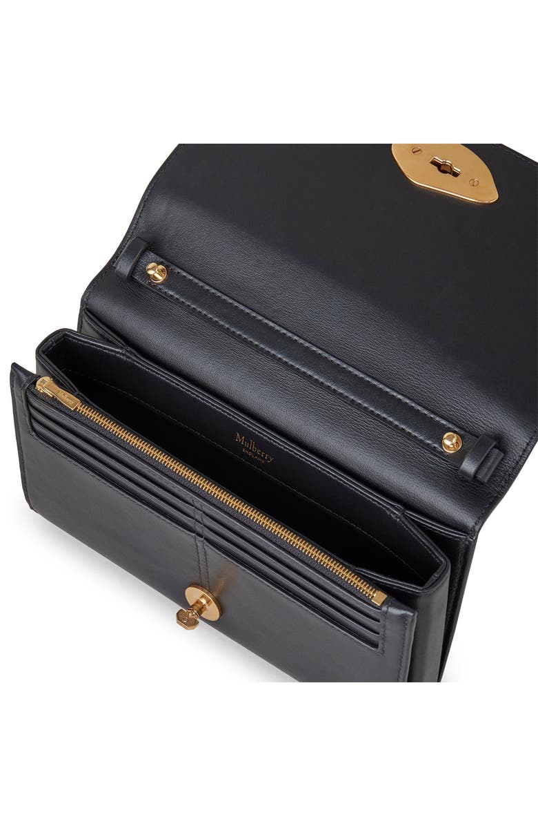 Mulberry Lana High Gloss Leather Wallet on a Strap, Alternate, color, Black