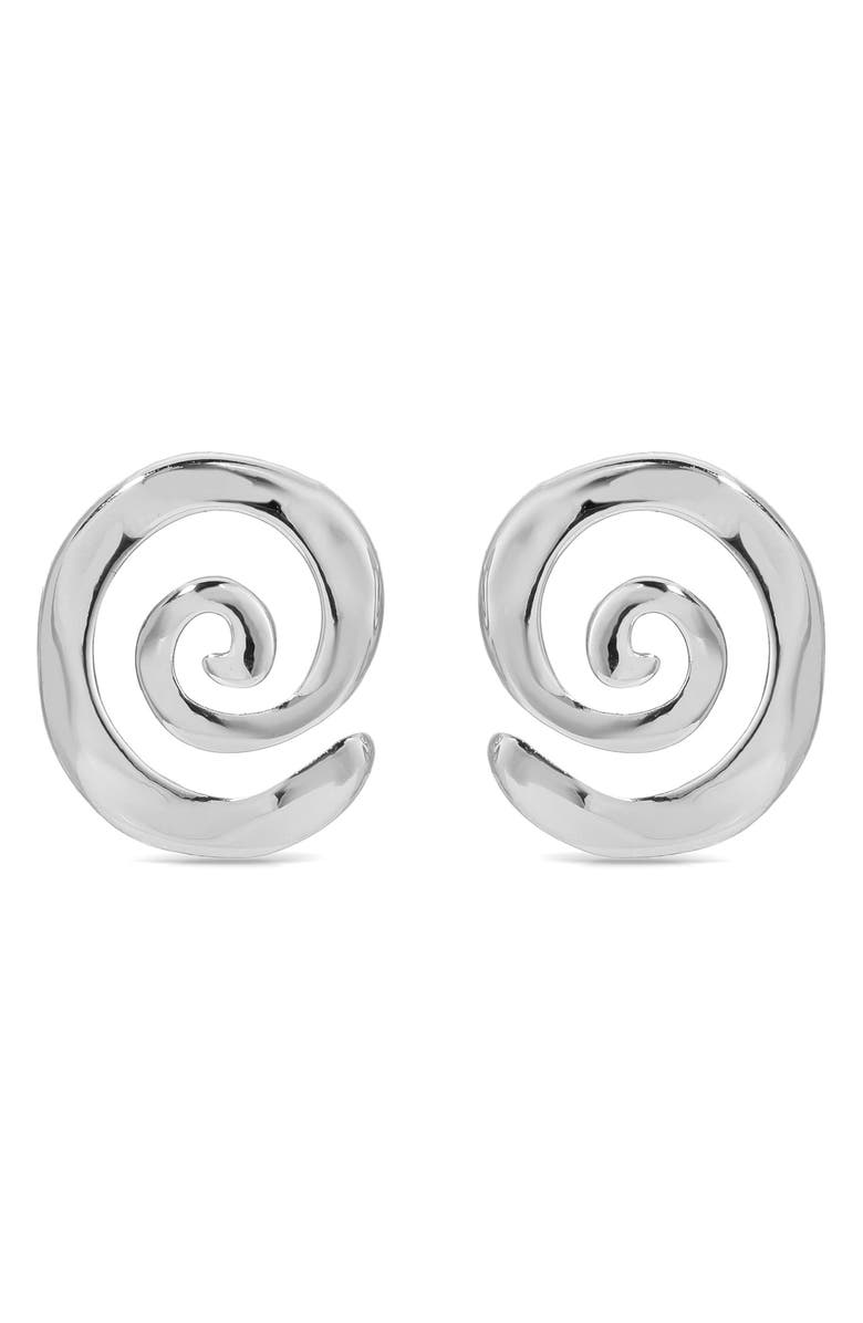 Ettika Aura Swirl Stud Earrings, Main, color, Silver