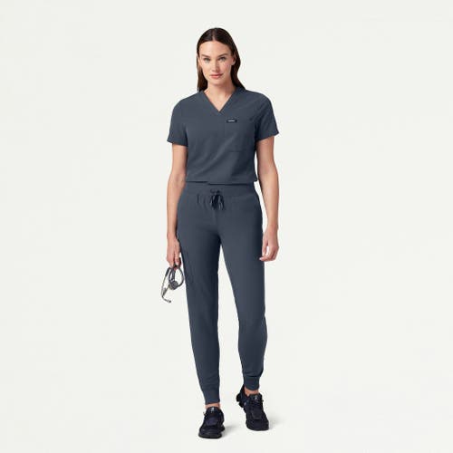 Jaanuu 1-pocket Slim V-neck Scrub Top In Gray