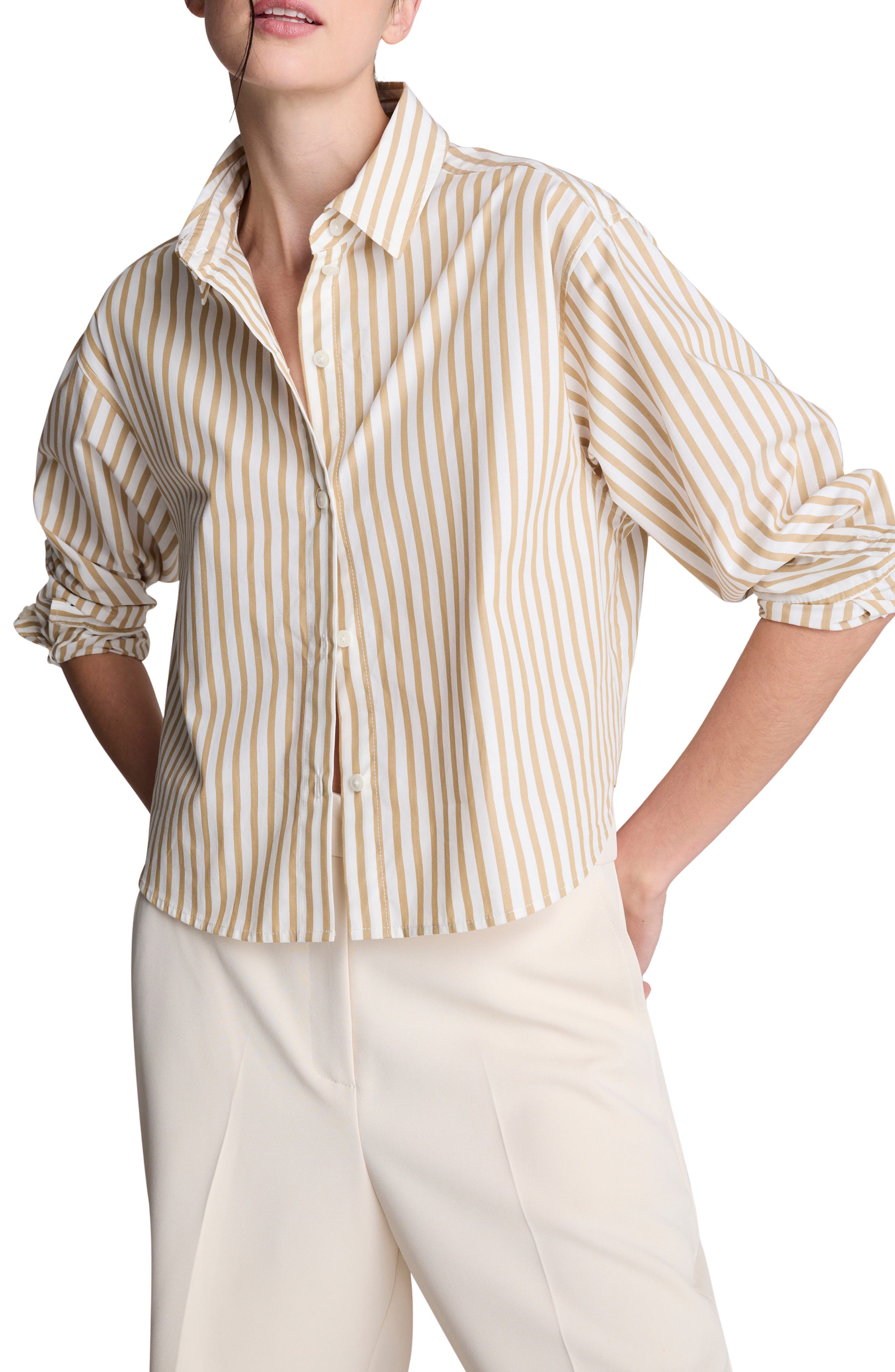 Stripe Button-Up Crop Top