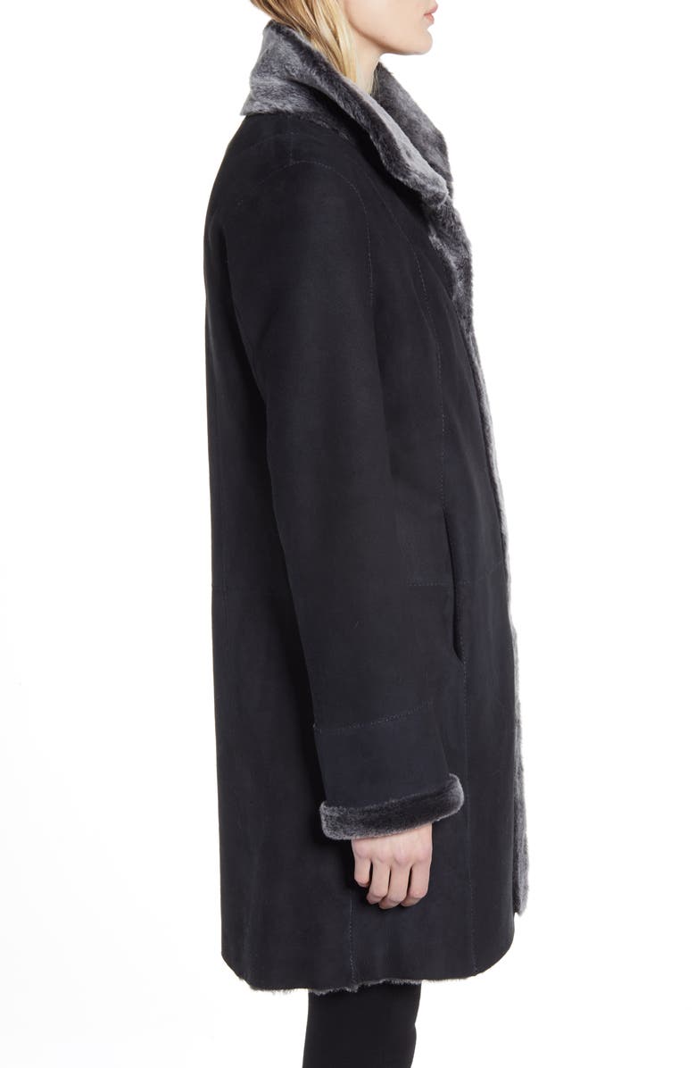 HiSO Reversible Genuine Shearling Coat, Alternate, color, Black