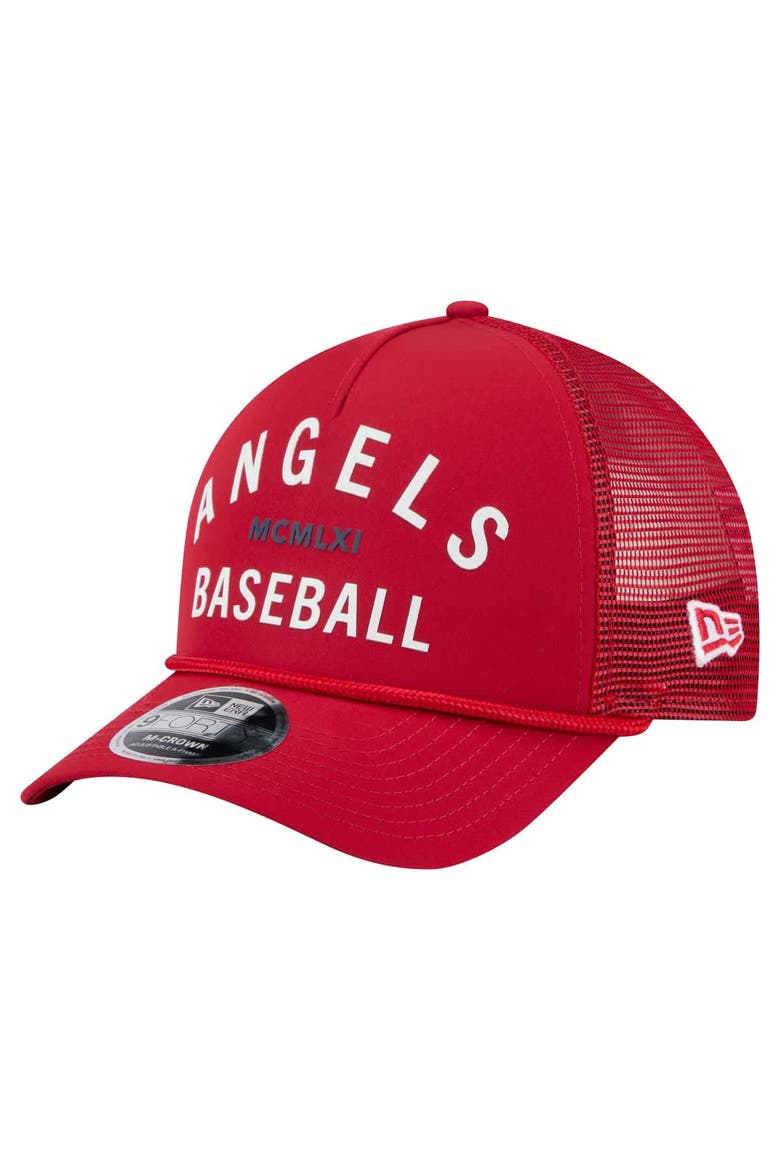 Men's New Era  Red Los Angeles Angels Minimalist 9FORTY A-Frame Adjustable Hat, Main, color, Red