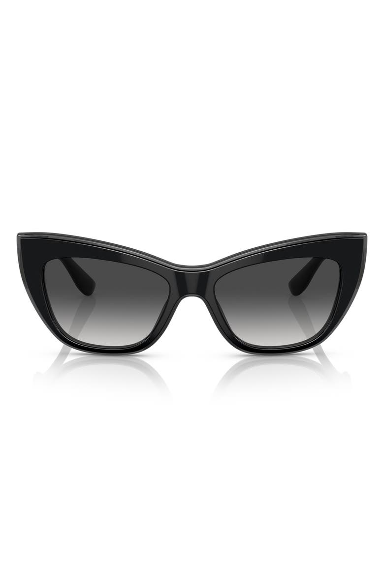 Dolce&Gabbana 54mm Cat Eye Sunglasses, Main, color, Black/ Transparent Grey