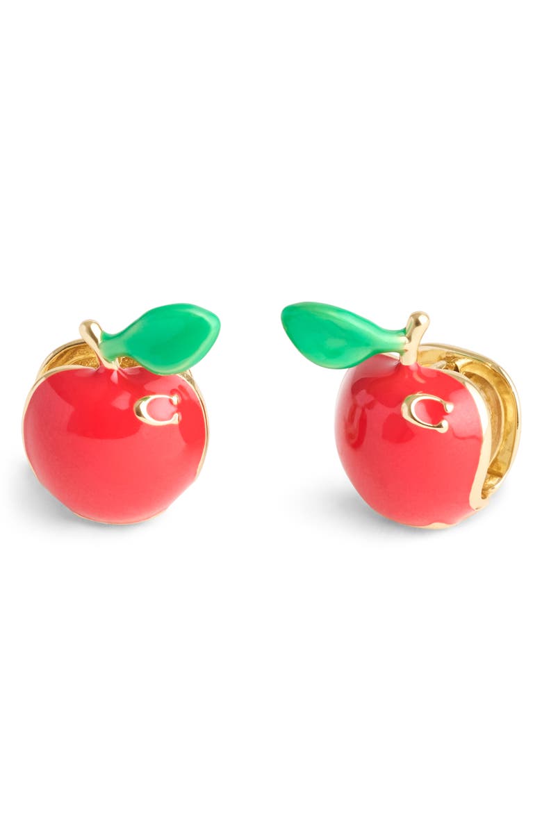 COACH Apple Huggie Hoop Earrings, Main, color, 
