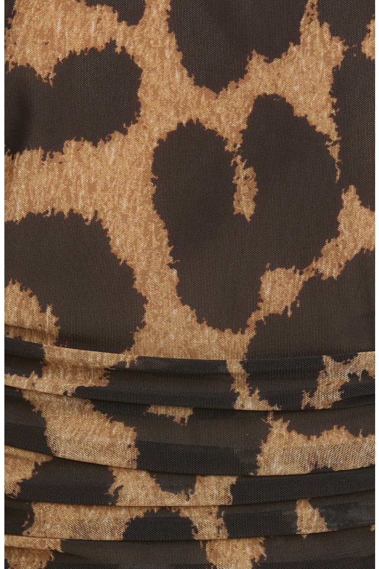 Leopard Print Ruched Mesh Top, Alternate, color, MAXI LEOPARD 994