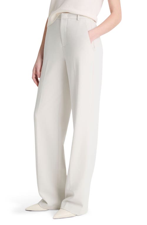 Vince High-waisted Cotton Trousers In Salt Glass