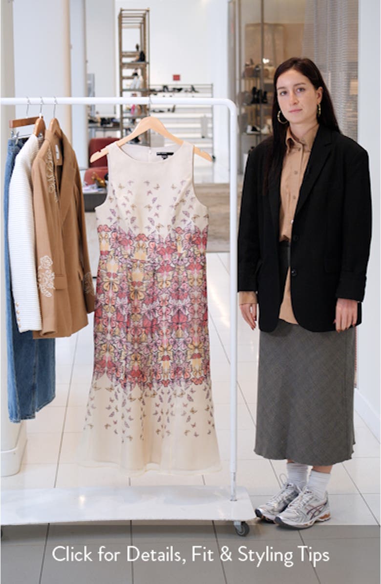 Butterfly Print Sleeveless Midi Dress, sales video thumbnail