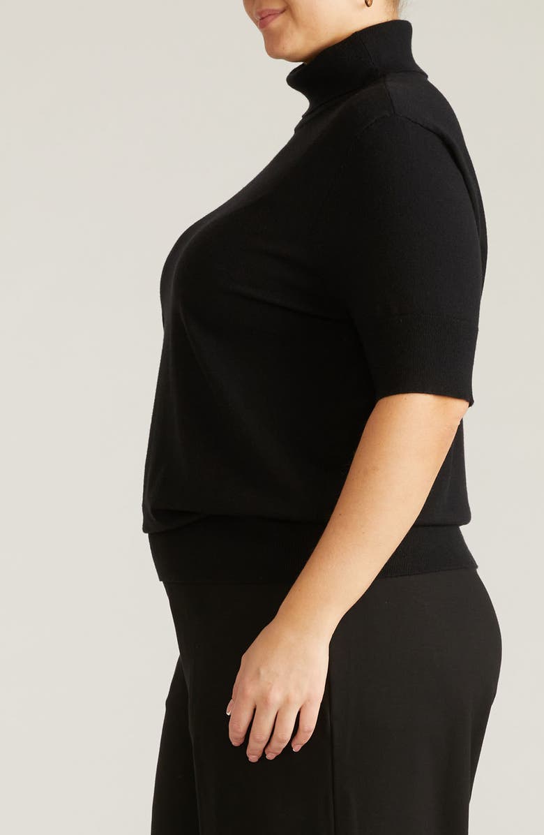 Universal Standard Savvy Short Sleeve Turtleneck Sweater, Alternate, color, Black