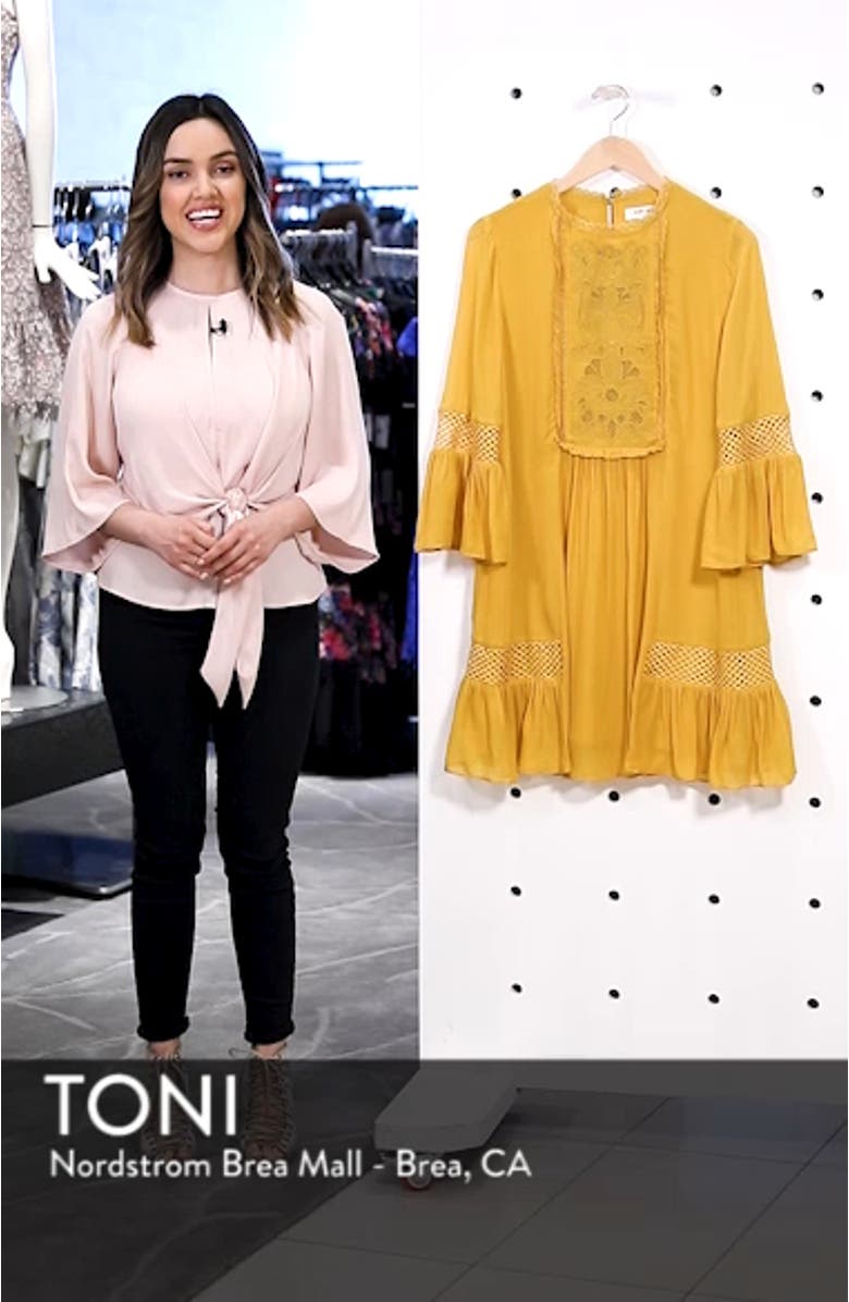 Embroidered Yoke Trapeze Dress, sales video thumbnail