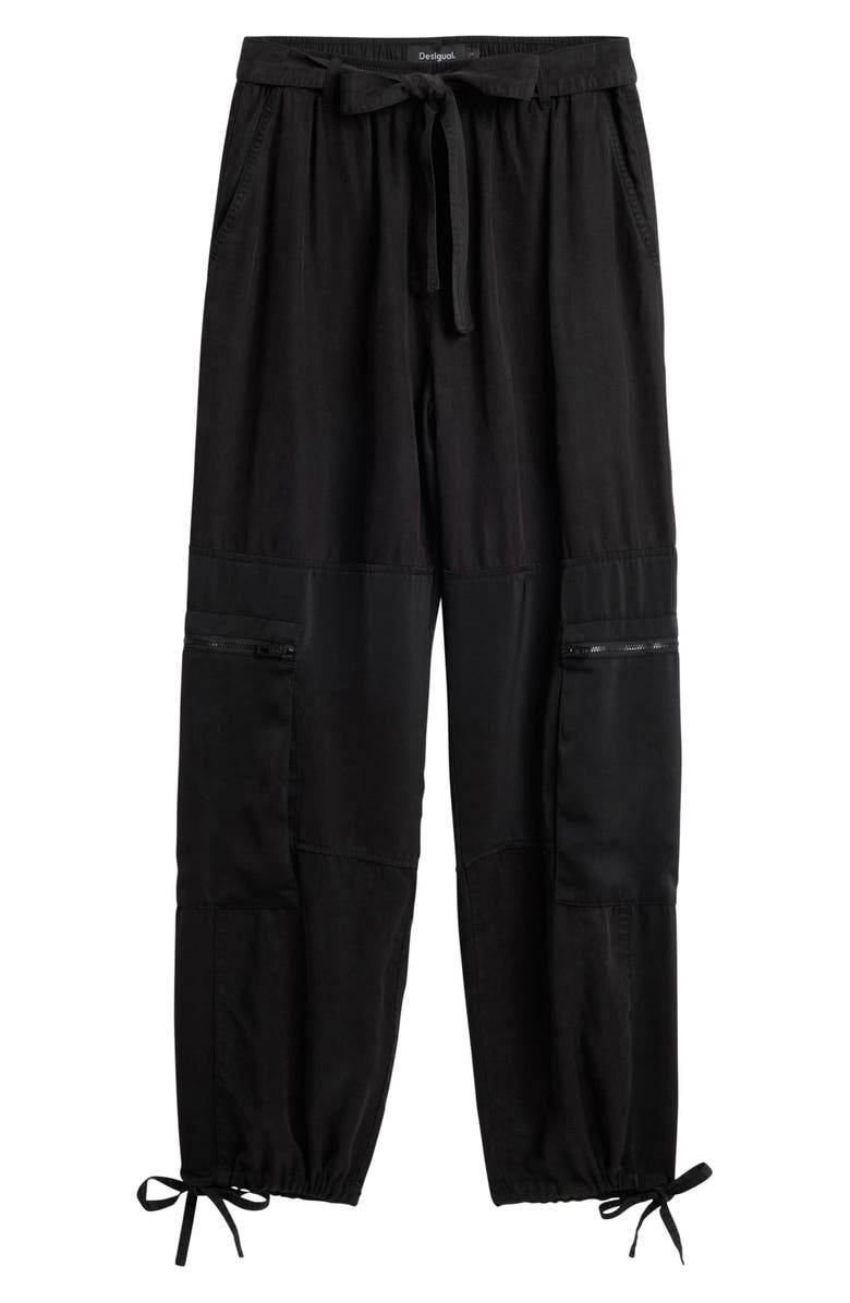 Desigual Drawstring Hem Pants, Alternate, color, Black