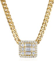 Mindi Mond Halo Cube Diamond Curb Chain Necklace