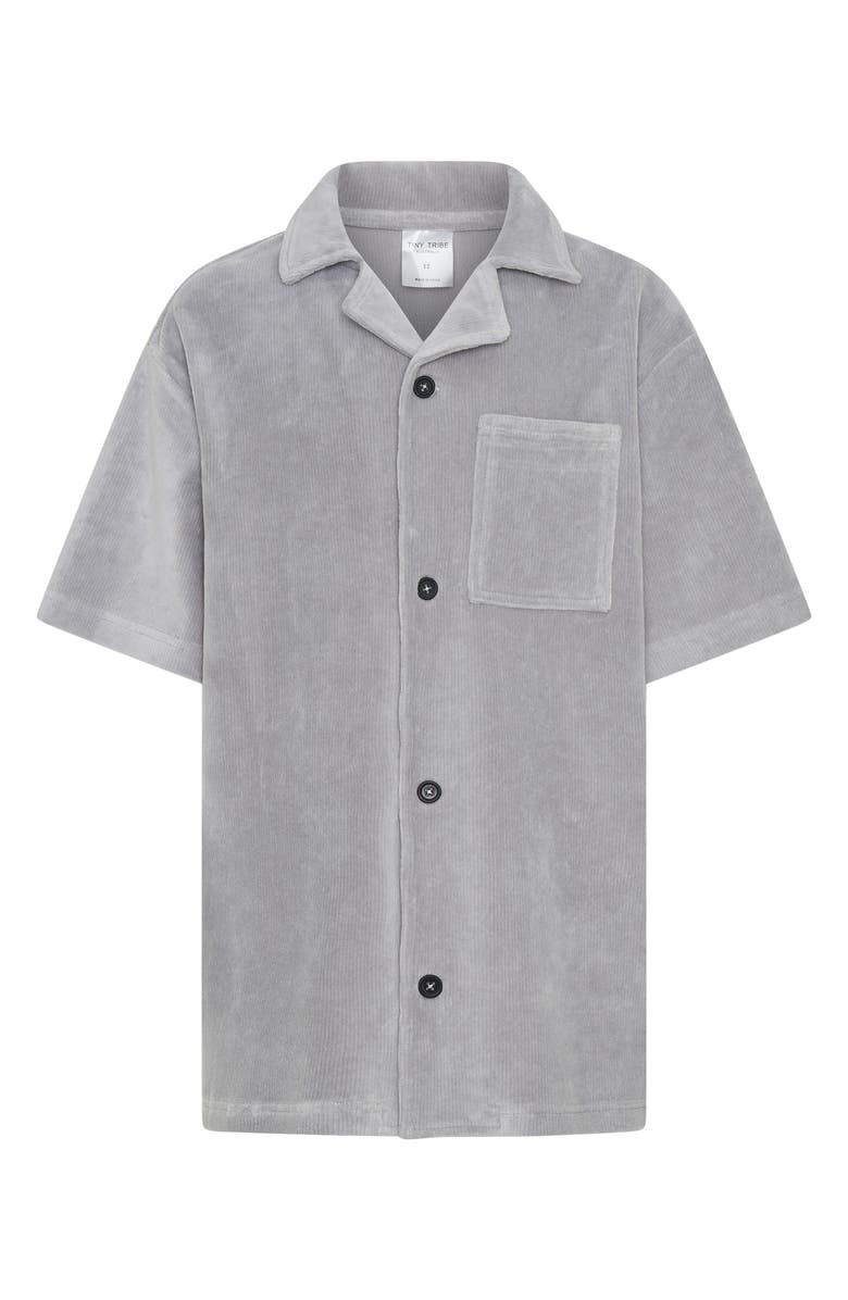 TINY TRIBE Kids' Corduroy Camp Shirt, Main, color, Grey
