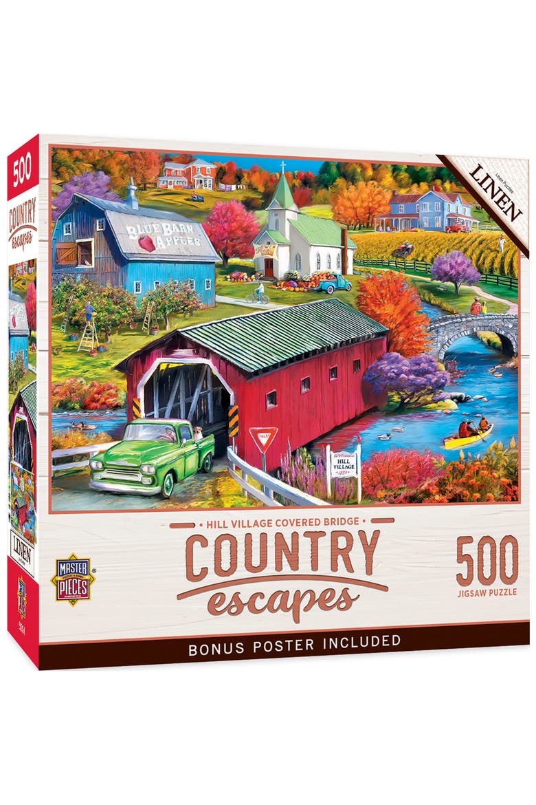 Hill Village Covered Bridge 500pc Puzzle, Main, color, Multicolor