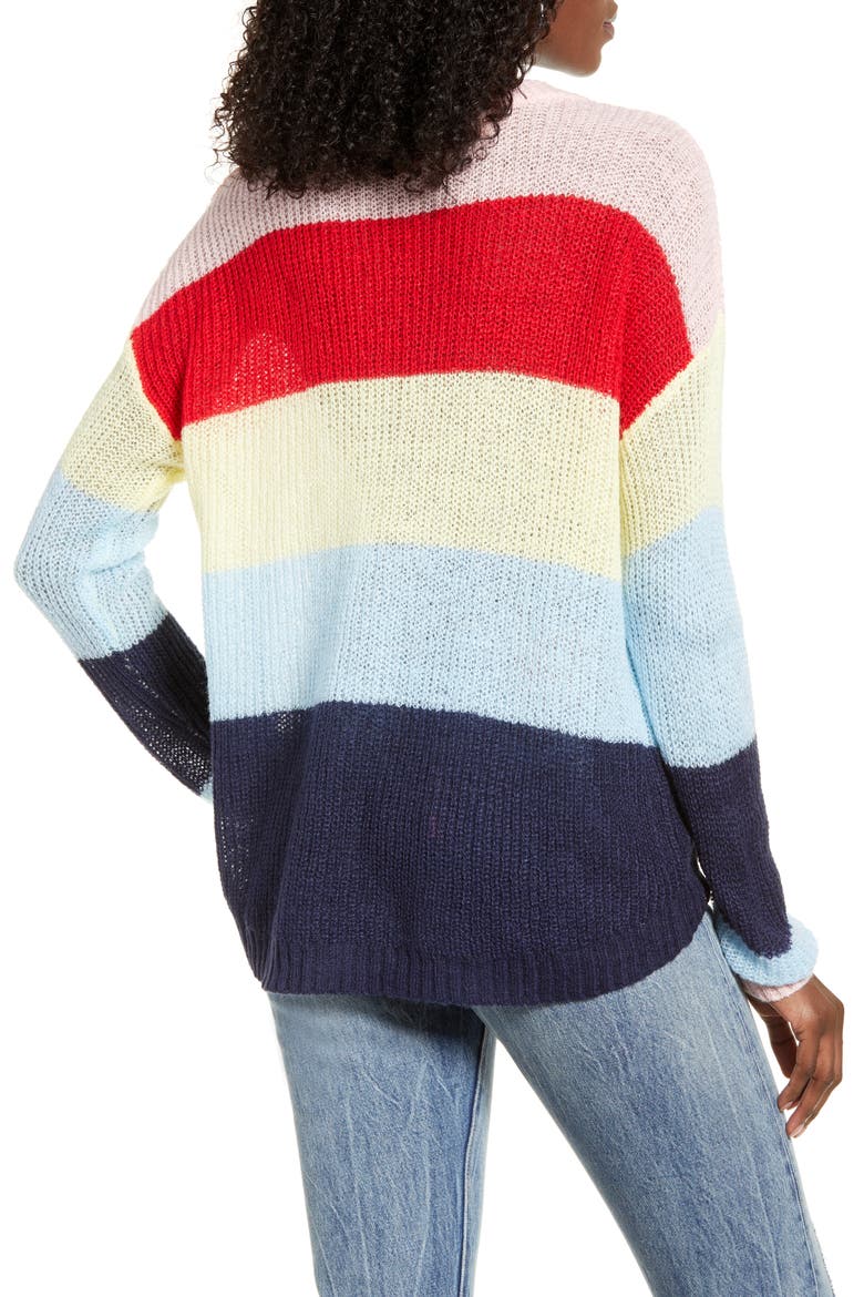 Rainbow Stripe Sweater, Alternate, color, RAINBOW PULLOVER SWEATER