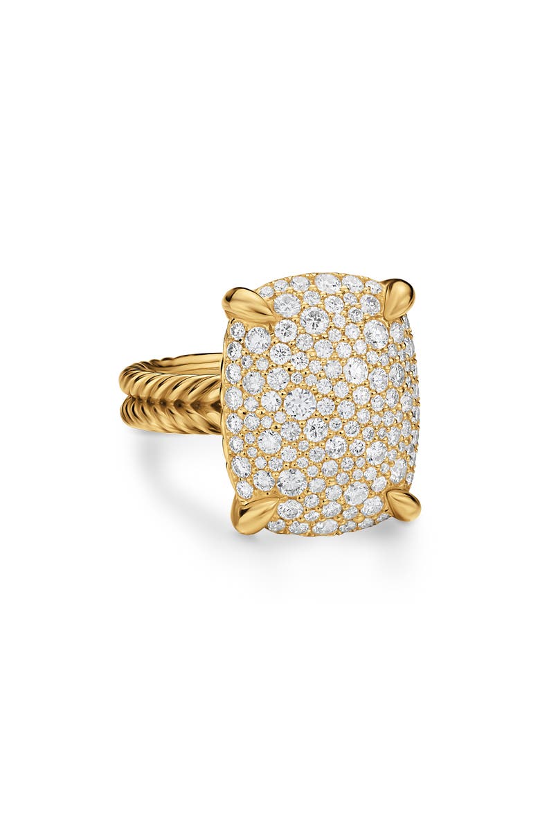 David Yurman Chatelaine<sup>®</sup> Elongated Ring, 18K Yellow Gold with Diamonds, 19mm, Alternate, color, Gold