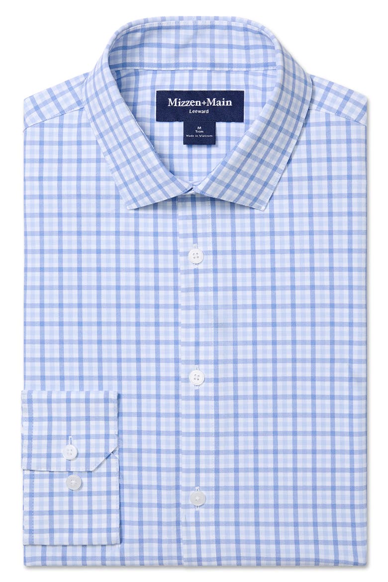 Leeward Trim Fit Button-Up Shirt, Alternate, color, SKYLINE BLUE MILES PLAID