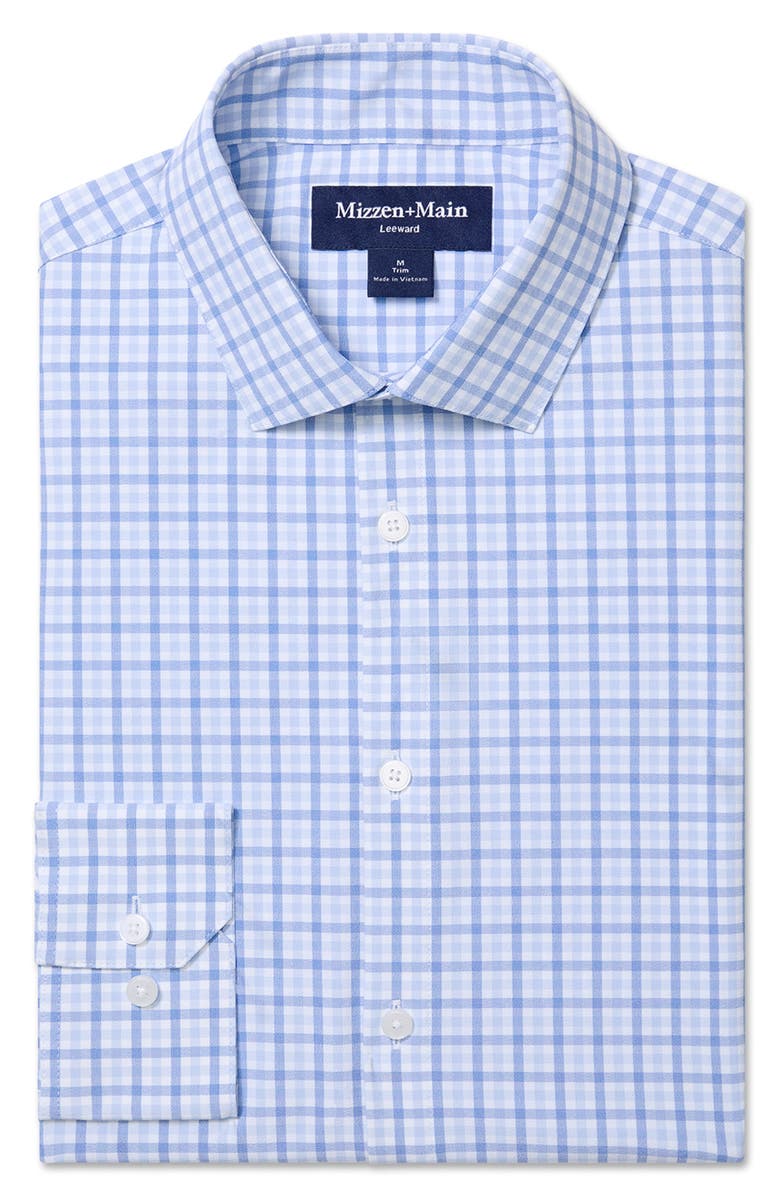 Mizzen+Main Leeward Trim Fit Button-Up Shirt, Alternate, color, Skyline Blue Miles Plaid