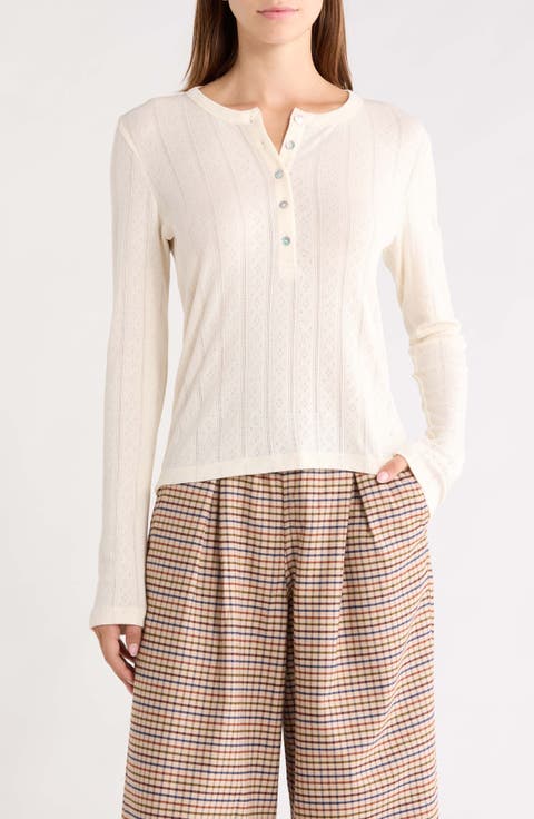 Pointelle Long Sleeve Henley