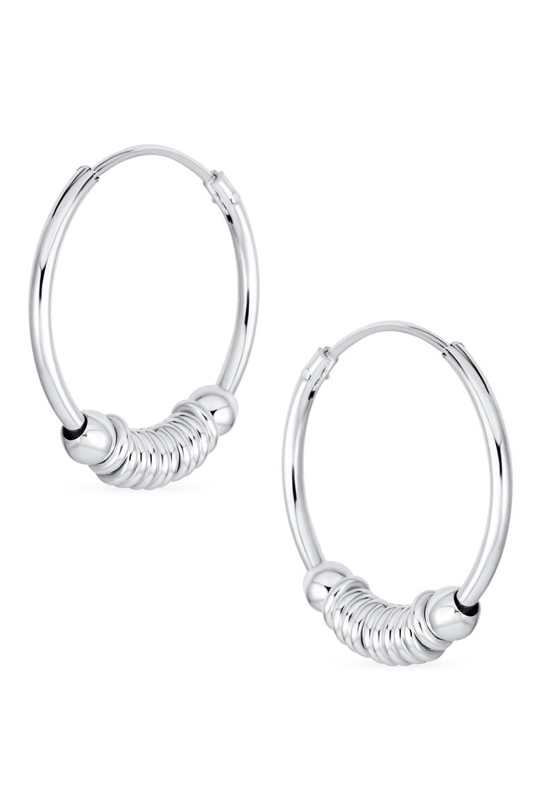 Bali Boho Ring Huggie Hoop Earrings, Alternate, color, SILVER