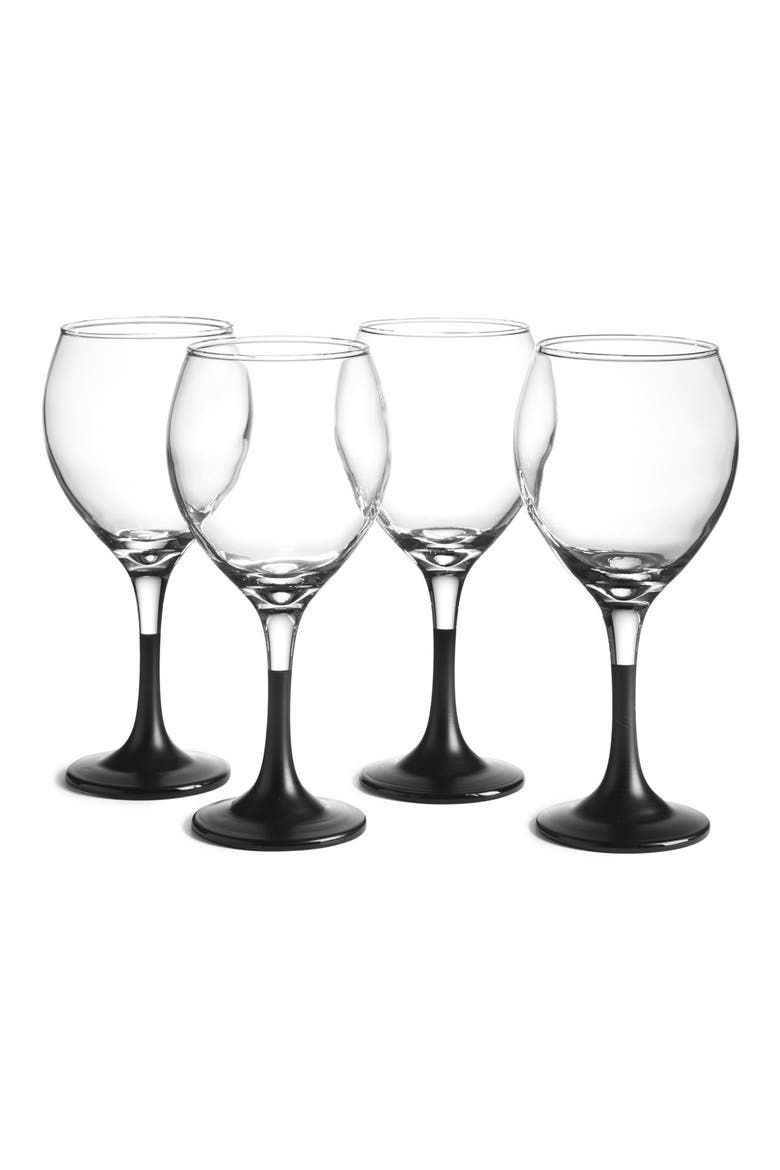 Chalkboard Base Wineglasses, Main, color, WHITE/ BLACK