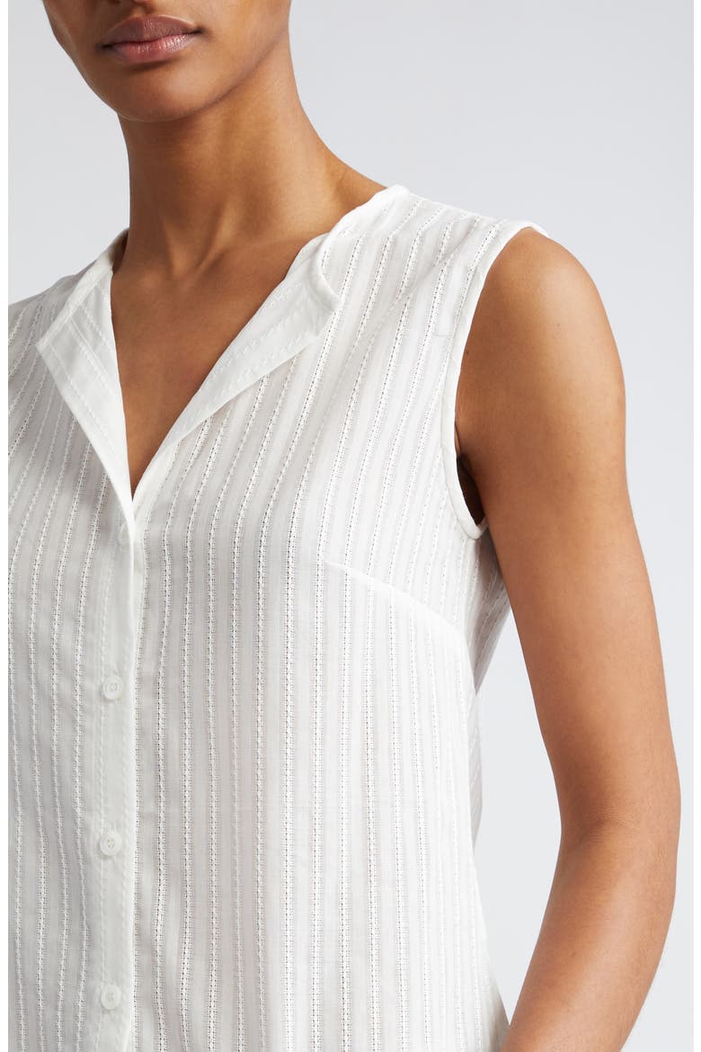 Textured Sleeveless Button-Up Shirt, Alternate, color, WHITE