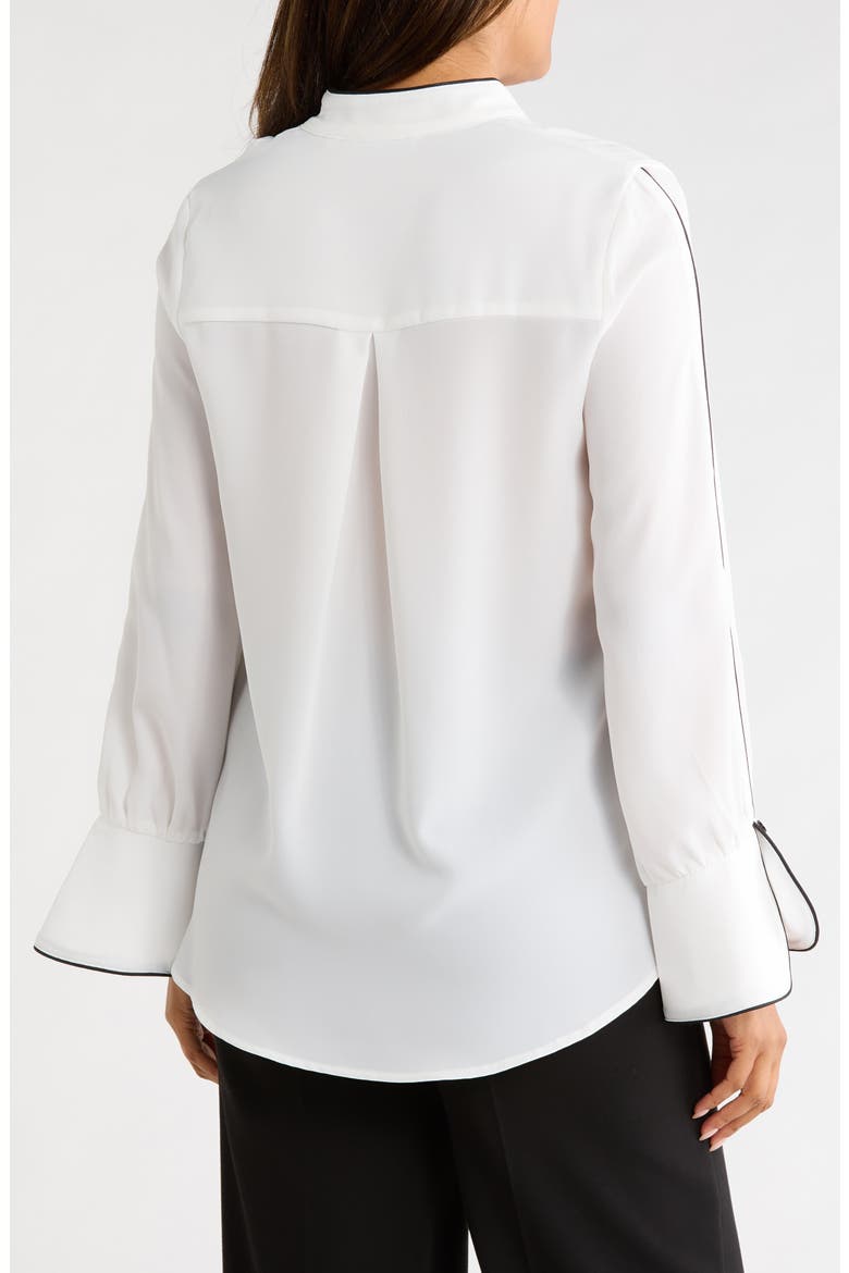Piped High Neck Shirt, Alternate, color, OFF WHITE