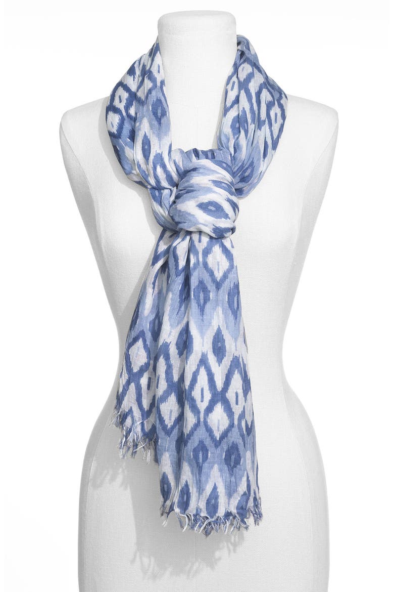 'Large' Ikat Print Scarf, Main, color, BLUE
