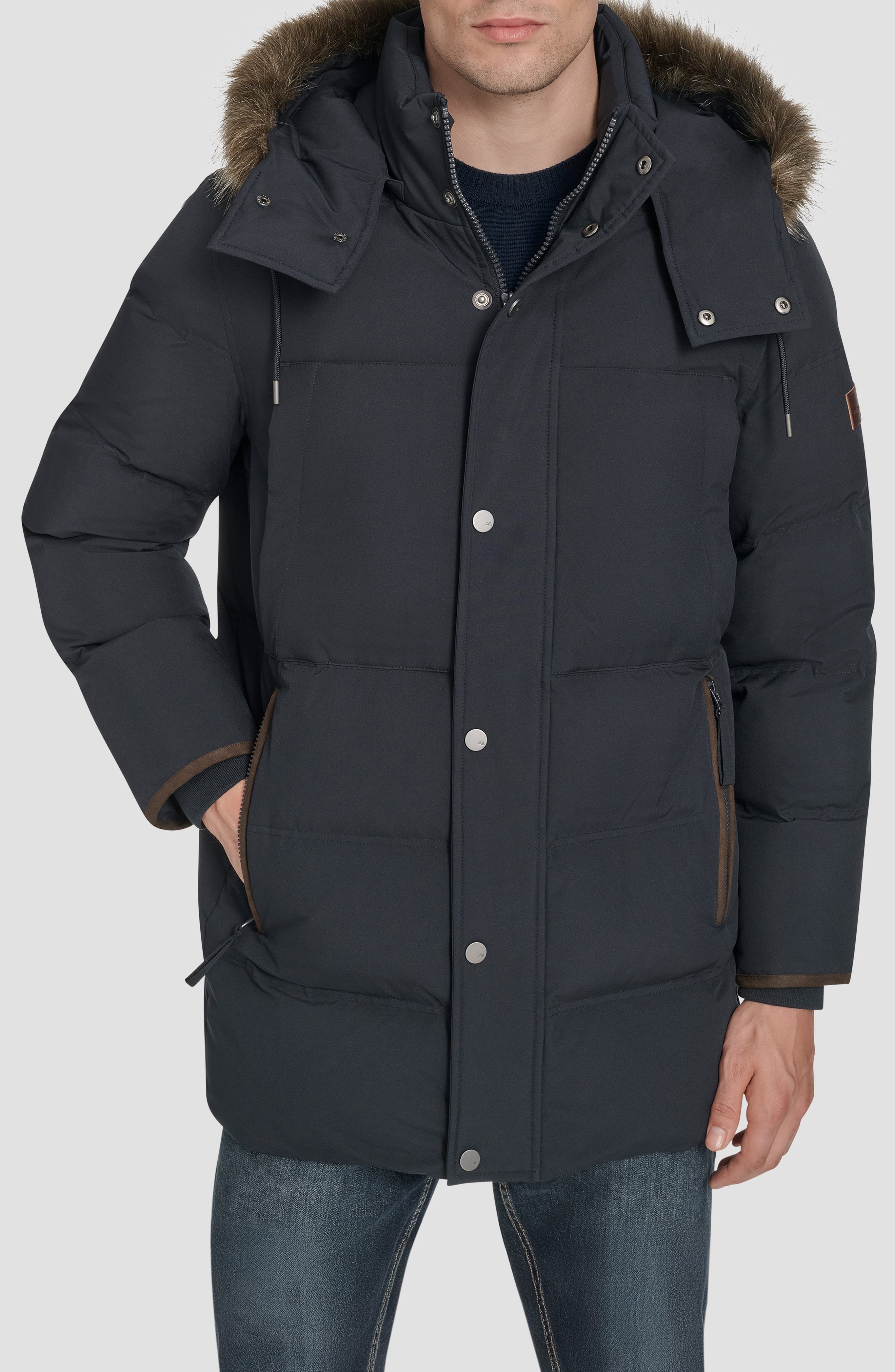Faux Fur Hooded Longline Jacket
