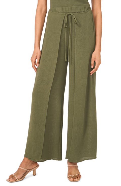 Tie Front Overlay Wide Leg Pants