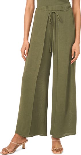 Tie Front Overlay Wide Leg Pants