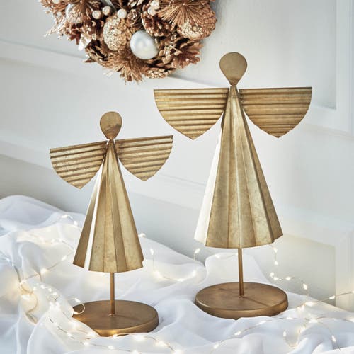 Tag Metal Angel Decor Small Gold Aluminum Holiday Sculpture In Gold