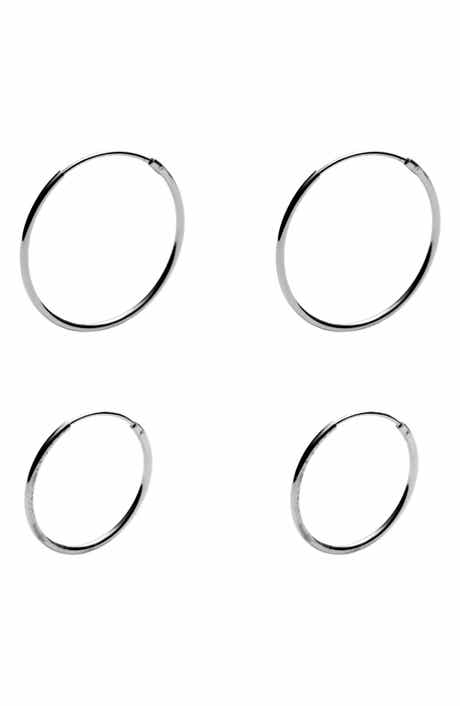 Argento Vivo Sterling Silver 2 Pairs of Endless Hoop Earrings