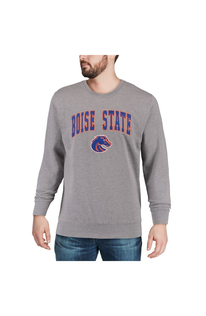 COLOSSEUM Men's Colosseum Heather Gray Boise State Broncos Arch & Logo Crew Neck Sweatshirt, Alternate, color, Heather Gray