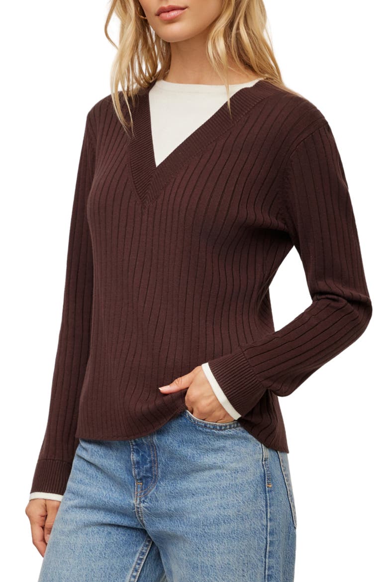 Cindy Layered Sweater, Alternate, color, WOOD