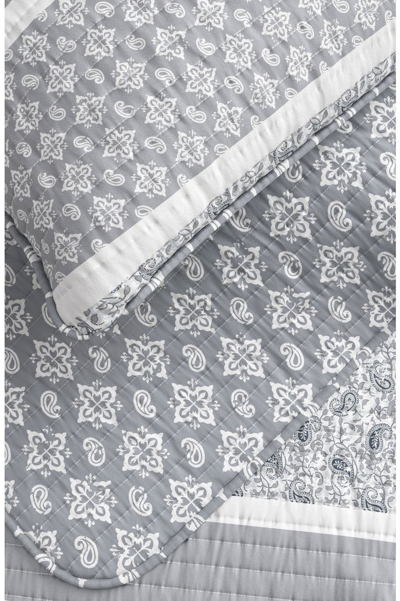Stripe Quilt & Sham Set, Alternate, color, GREY