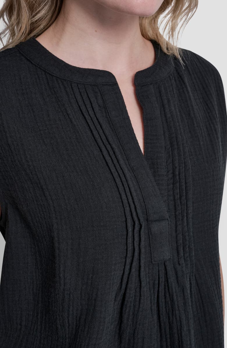 DKNY Jeans Double Crepe Gauze Sleeveless Top, Alternate, color, Black