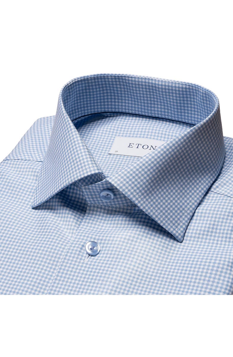 Eton Slim Fit Check Stretch Cotton & Lyocell Shirt, Alternate, color, Lt/ Pastel Blue