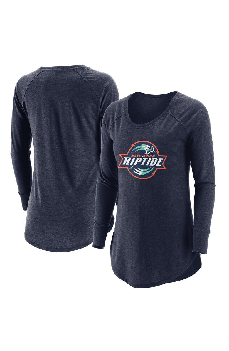 ADPRO Sports Women's Navy New York Riptide Primary Logo Tri-Blend Long Sleeve T-Shirt, Main, color,
