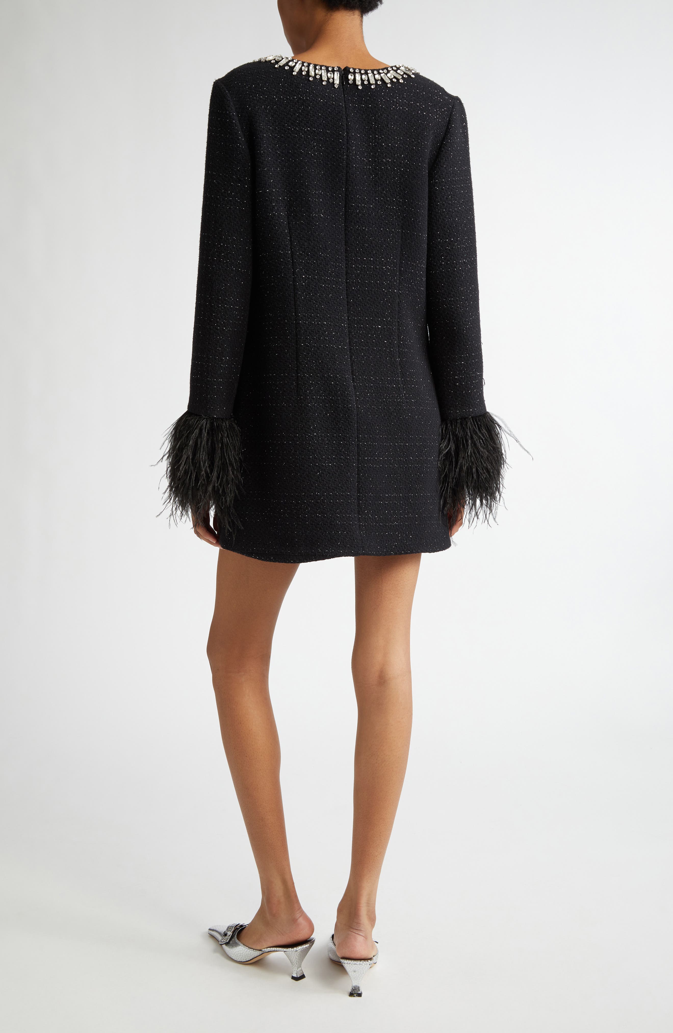 Long Sleeve Boucle Shift Dress - image 2