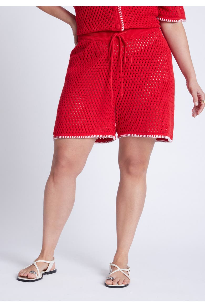 Crochet Knitted Short, Alternate, color, FLAME SCARLET