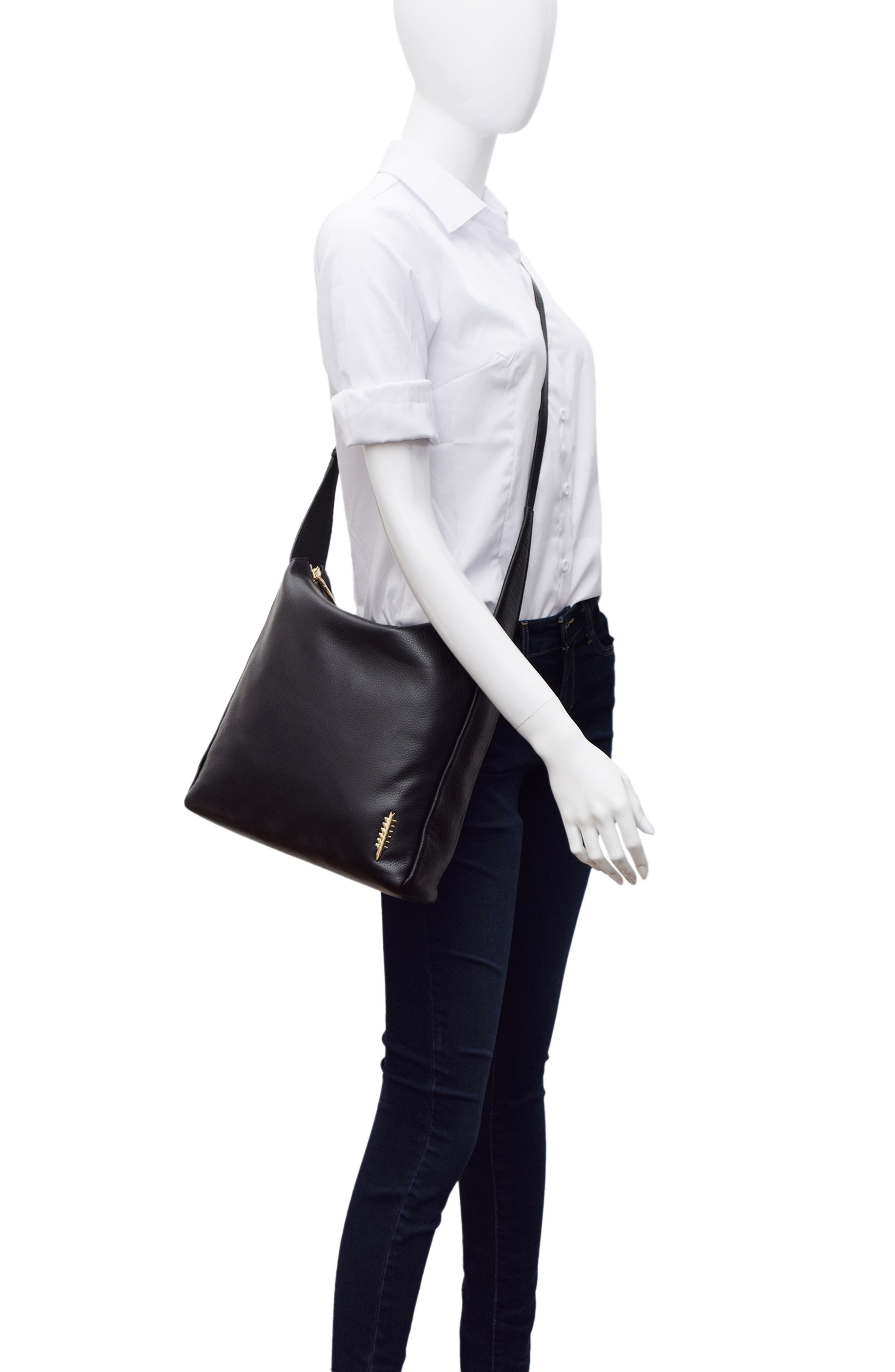Thacker Dalia Pebbled Leather Crossbody Bag, Alternate, color, Black