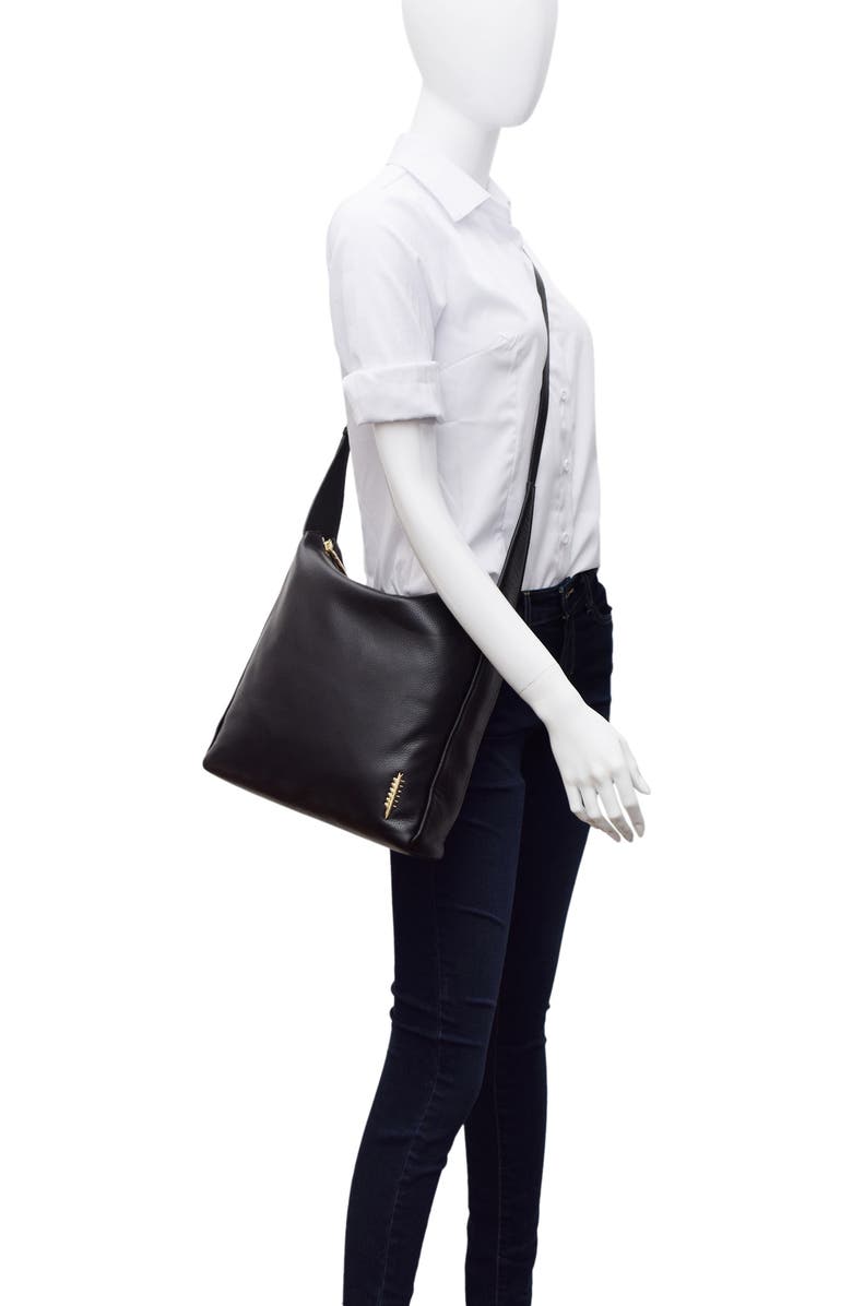 Thacker Dalia Pebbled Leather Crossbody Bag, Alternate, color, Black