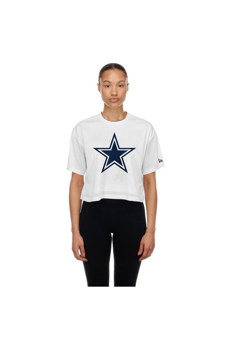 Women's New Era  White Dallas Cowboys Summer Mesh Cropped Boxy T-Shirt, Main, color, White